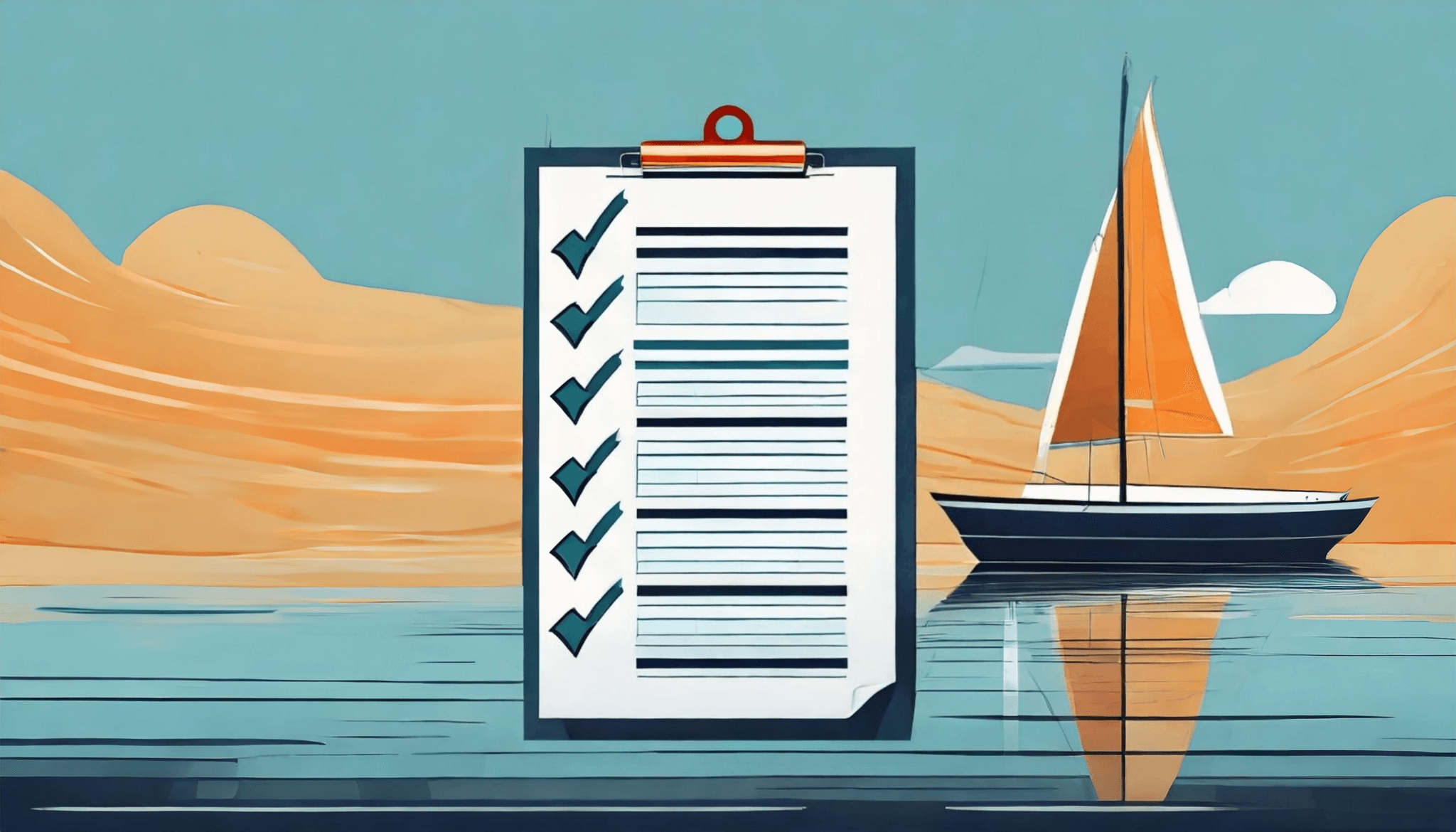 checklist en frente de un velero