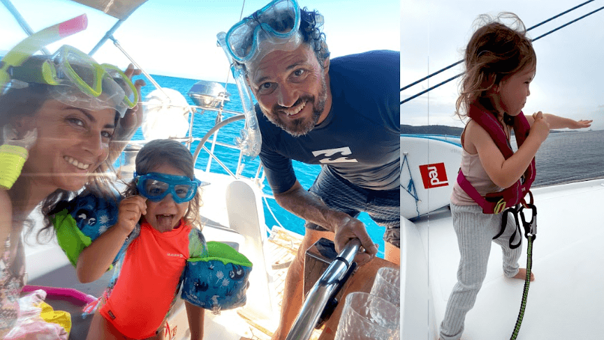 A family selfie on a Hanse 445 sailing yacht deck