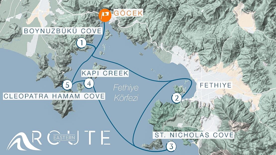 Route along the eastern coast of Turkey